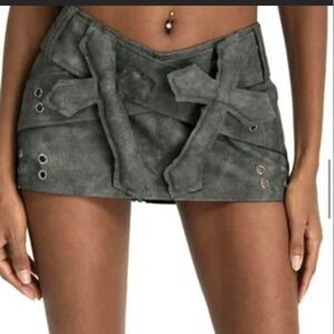 Y2K Gothic 3D Cross Mini Skirt Grey KOLLY Size Large NEW